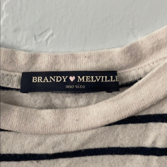 Brandy Melville white and navy blue striped shirt - Picture 3 of 4